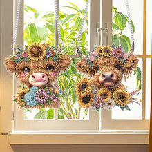 Load image into Gallery viewer, 2Pcs PET Special Shaped Sunflower Calf Diamond Painting Hanging Decor for Home
