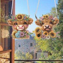 Load image into Gallery viewer, 2Pcs PET Special Shaped Sunflower Calf Diamond Painting Hanging Decor for Home
