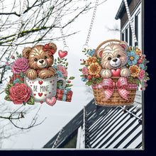 Load image into Gallery viewer, 2Pcs PET Special Shaped Flower Basket Bear Diamond Painting Hanging Decoration
