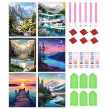 Load image into Gallery viewer, 6pcs Round Diamond Painting Set - Outdoor scenery (30*40CM)
