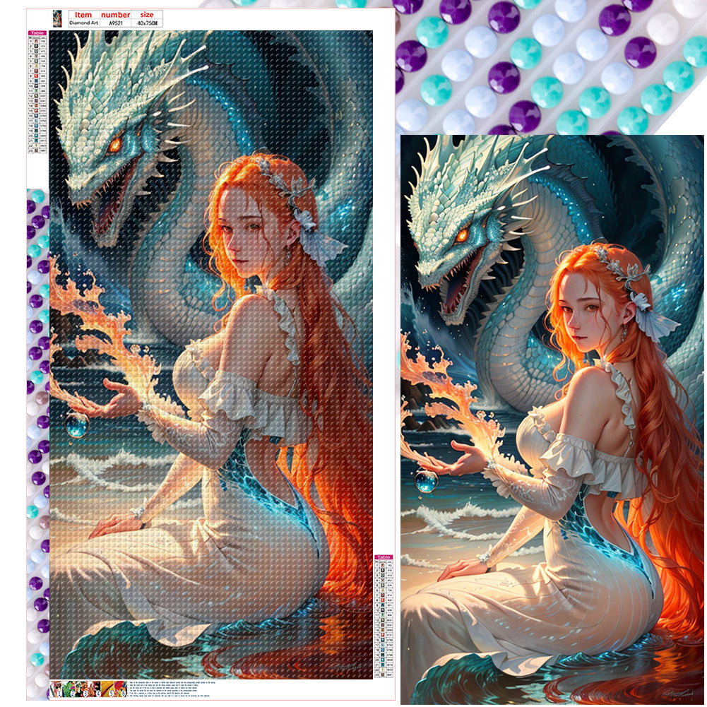 Diamond Painting - Full Round - Dream cool girl and dragon (40*75CM)