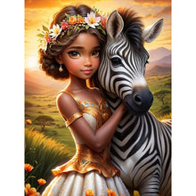 Load image into Gallery viewer, Diamond Painting - Full Round - Zebra and girl (30*40CM)
