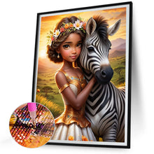 Load image into Gallery viewer, Diamond Painting - Full Round - Zebra and girl (30*40CM)

