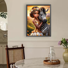 Load image into Gallery viewer, Diamond Painting - Full Round - Zebra and girl (30*40CM)
