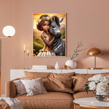 Load image into Gallery viewer, Diamond Painting - Full Round - Zebra and girl (30*40CM)

