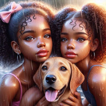 Load image into Gallery viewer, Diamond Painting - Full Round - Two girls and Labrador (40*40CM)
