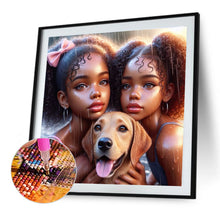 Load image into Gallery viewer, Diamond Painting - Full Round - Two girls and Labrador (40*40CM)
