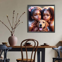 Load image into Gallery viewer, Diamond Painting - Full Round - Two girls and Labrador (40*40CM)
