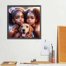 Load image into Gallery viewer, Diamond Painting - Full Round - Two girls and Labrador (40*40CM)
