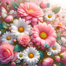 Load image into Gallery viewer, Diamond Painting - Full Round - Pink daisy bouquet (30*30CM)
