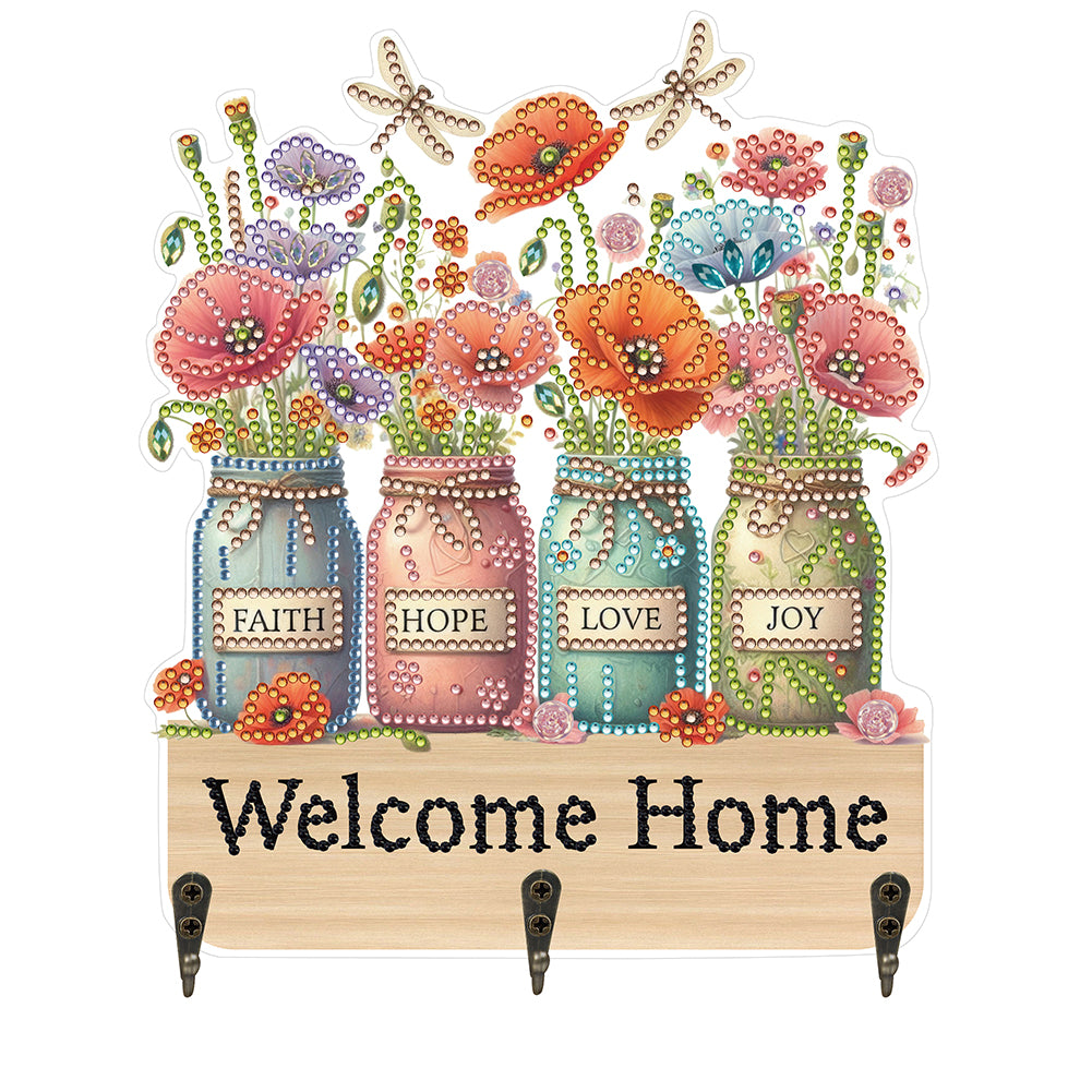 Wooden Vase Diamond Art Hanging Hook Rail Diamond Painting Art Craft Wall Hooks