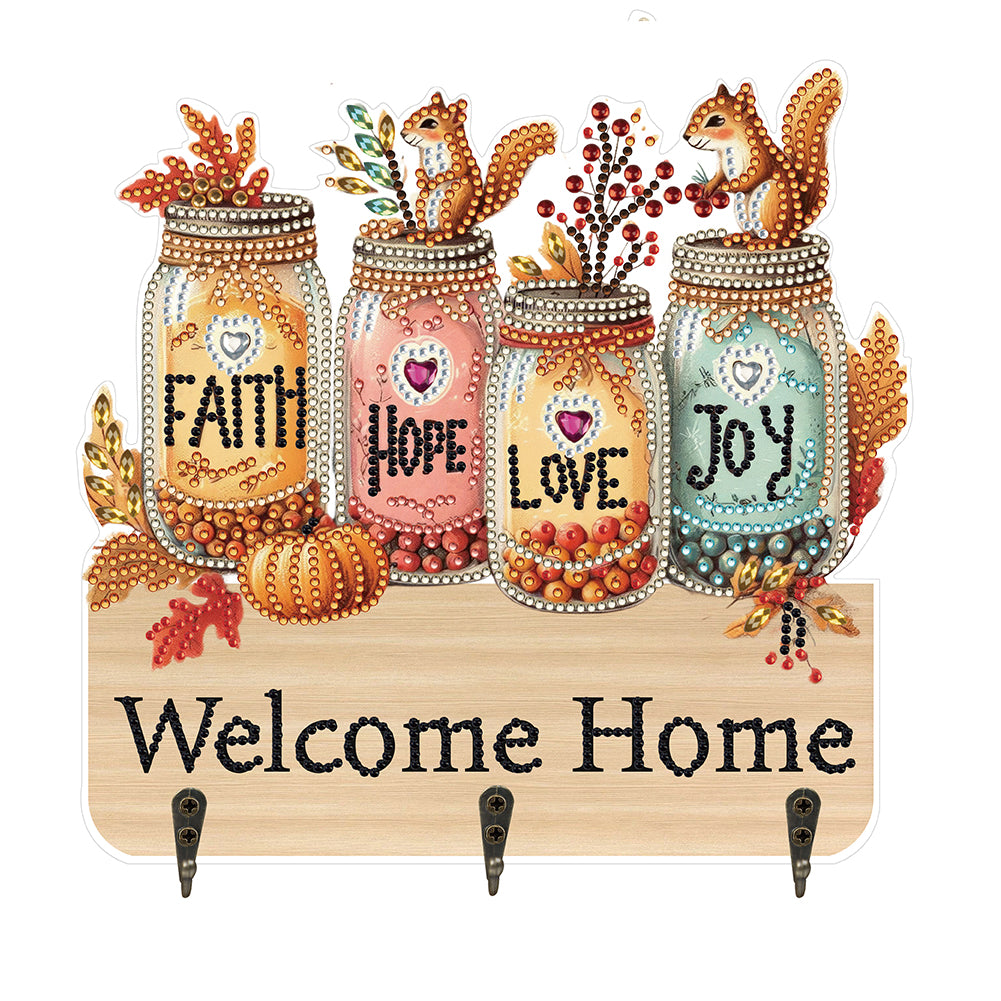 Wooden Vase Diamond Art Hanging Hook Rail Diamond Painting Art Craft Wall Hooks