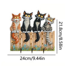 Load image into Gallery viewer, Wooden Cat Diamond Art Hanging Hook Rail Diamond Painting Art Craft Wall Hooks
