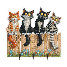 Load image into Gallery viewer, Wooden Cat Diamond Art Hanging Hook Rail Diamond Painting Art Craft Wall Hooks
