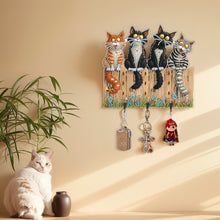 Load image into Gallery viewer, Wooden Cat Diamond Art Hanging Hook Rail Diamond Painting Art Craft Wall Hooks
