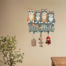 Load image into Gallery viewer, Wooden Cat Diamond Art Hanging Hook Rail Diamond Painting Art Craft Wall Hooks
