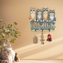 Load image into Gallery viewer, Wooden Cat Diamond Art Hanging Hook Rail Diamond Painting Art Craft Wall Hooks
