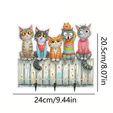 Load image into Gallery viewer, Wooden Cat Diamond Art Hanging Hook Rail Diamond Painting Art Craft Wall Hooks
