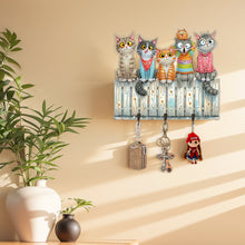 Load image into Gallery viewer, Wooden Cat Diamond Art Hanging Hook Rail Diamond Painting Art Craft Wall Hooks
