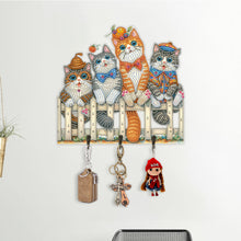 Load image into Gallery viewer, Wooden Cat Diamond Art Hanging Hook Rail Diamond Painting Art Craft Wall Hooks
