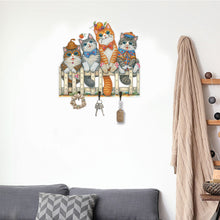 Load image into Gallery viewer, Wooden Cat Diamond Art Hanging Hook Rail Diamond Painting Art Craft Wall Hooks
