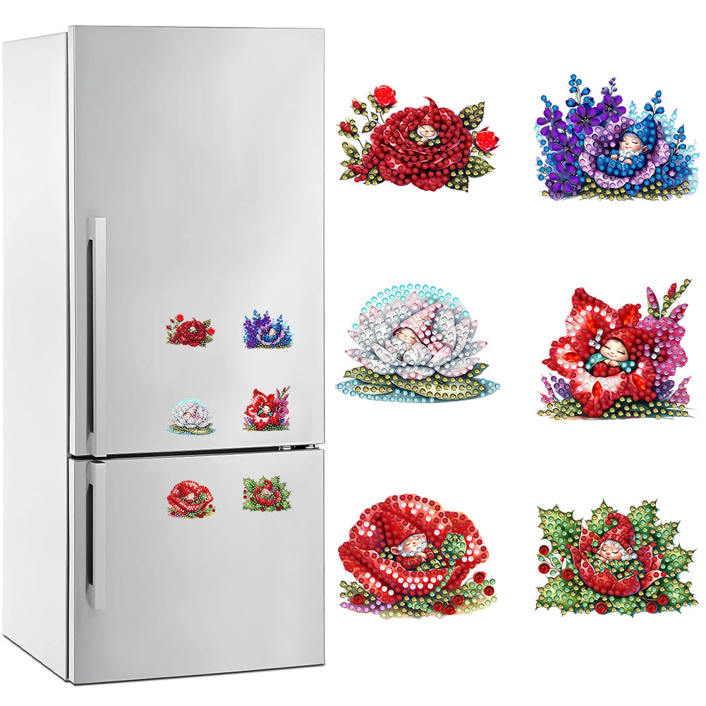 6Pcs Acrylic Special Shape Bud Goblin Fridge Stickers Diamond Art Magnets Decals