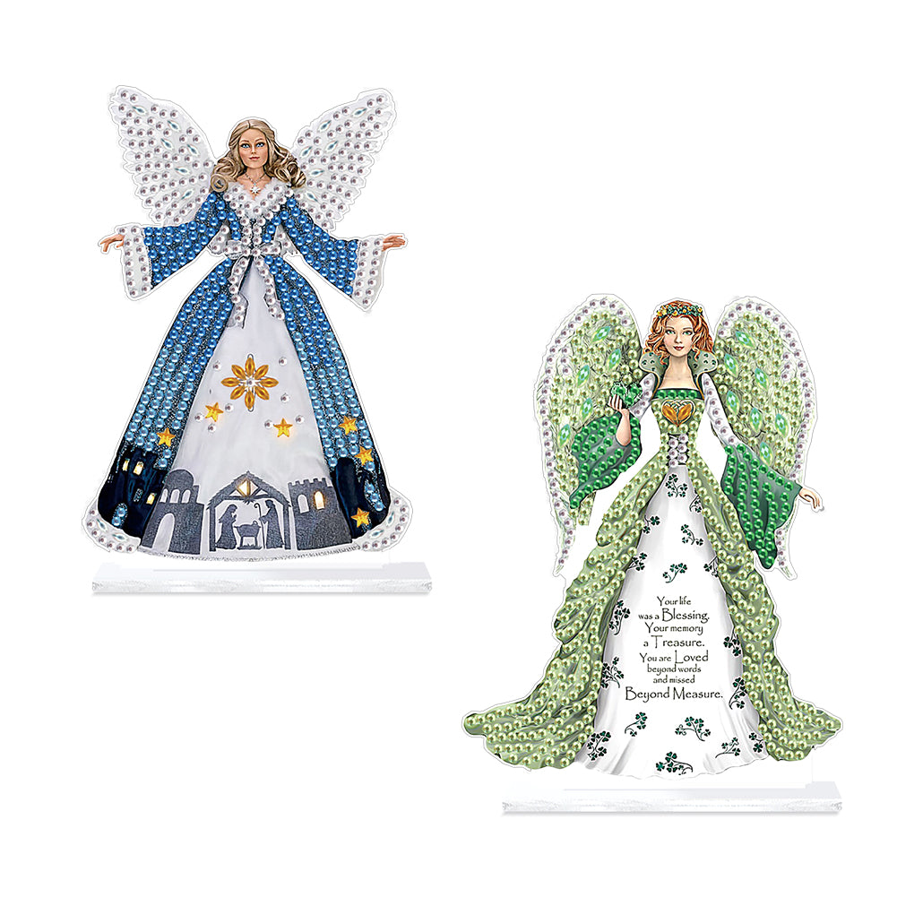 2Pcs PET Special Shaped People Animal Diamond Painting Desktop Ornament for Home