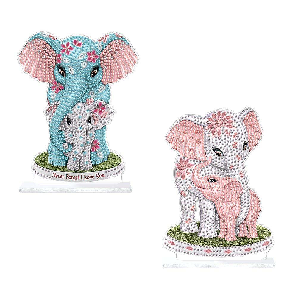 2Pcs PET Special Shaped People Animal Diamond Painting Desktop Ornament for Home