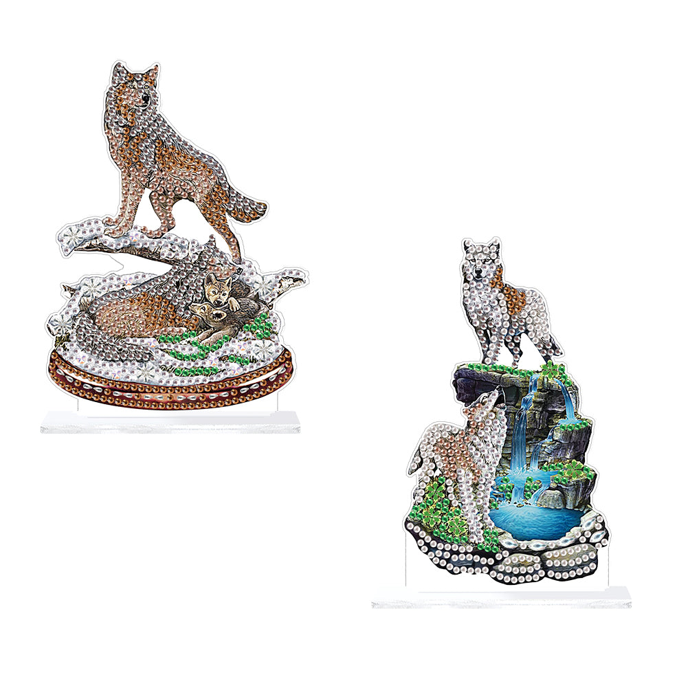 2Pcs PET Special Shaped People Animal Diamond Painting Desktop Ornament for Home