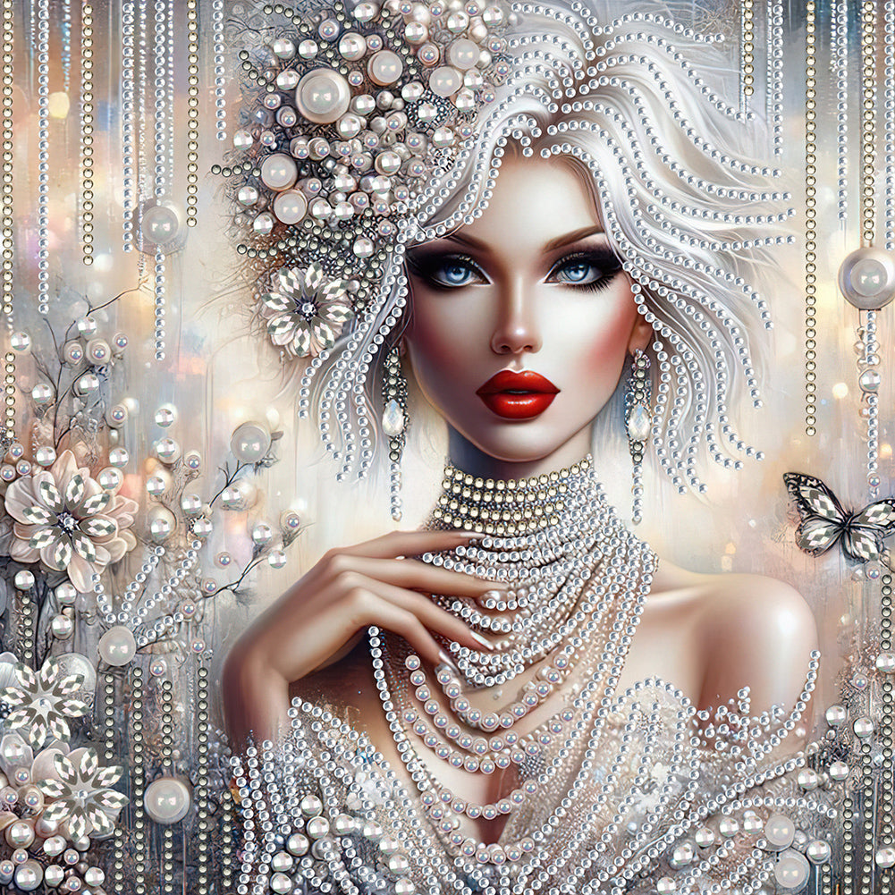 Diamond Painting - Partial Special Shaped - Exquisite woman (30*30CM)