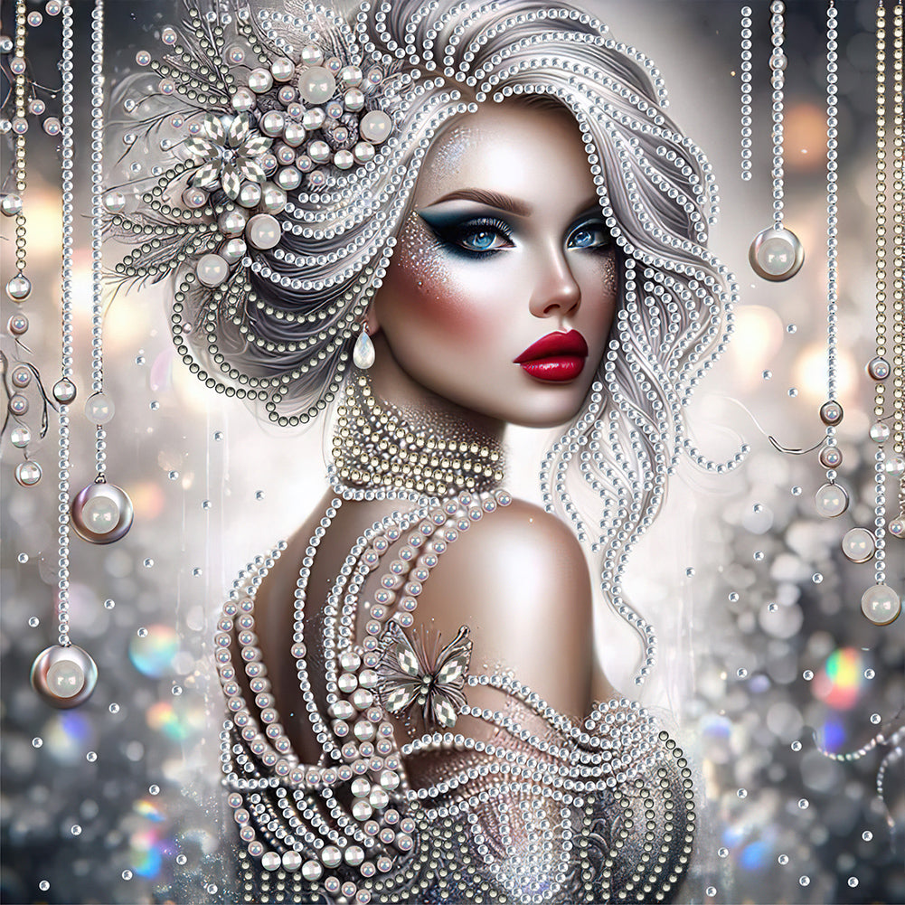 Diamond Painting - Partial Special Shaped - Exquisite woman (30*30CM)