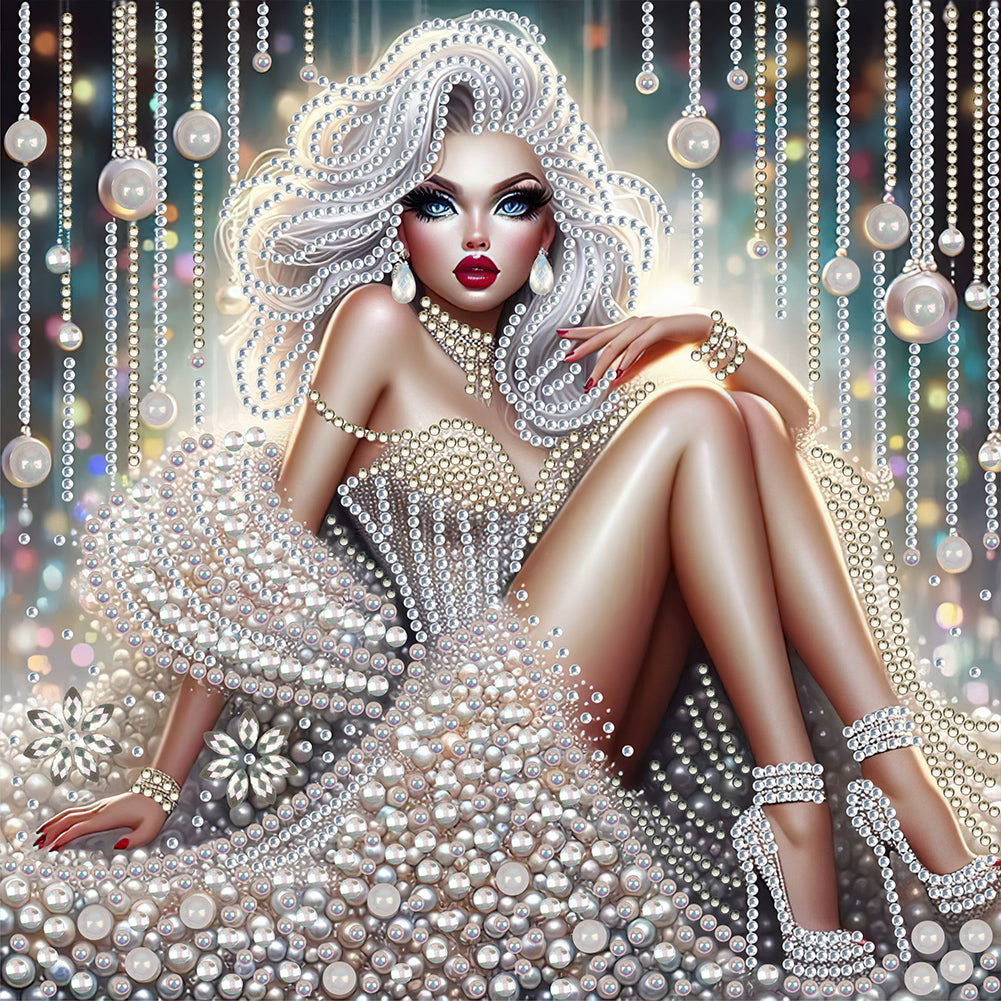 Diamond Painting - Partial Special Shaped - Exquisite woman (30*30CM)