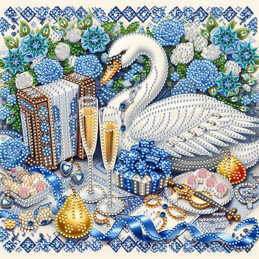 Diamond Painting - Partial Special Shaped - Swan gift (30*30CM)