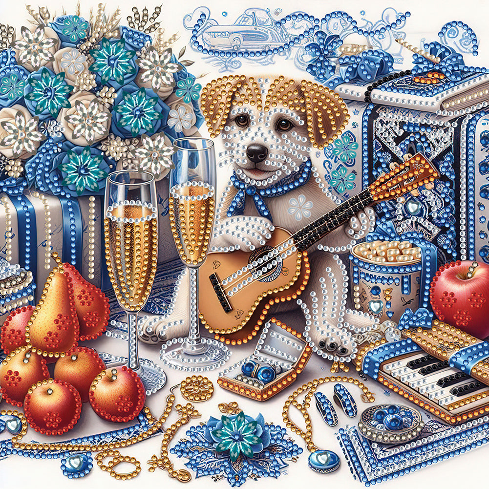 Diamond Painting - Partial Special Shaped - Puppy gift (30*30CM)