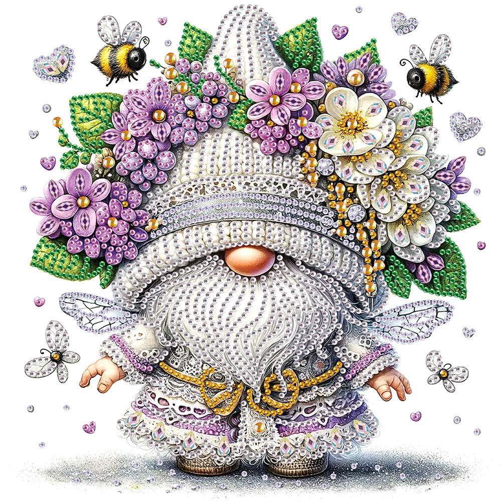 Diamond Painting - Partial Special Shaped - Flower cluster gnome (30*30CM)
