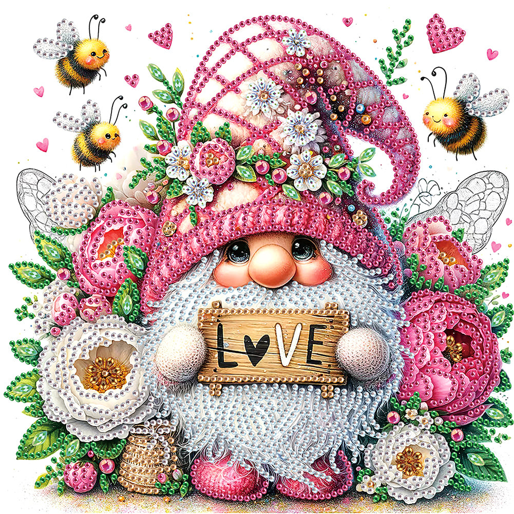 Diamond Painting - Partial Special Shaped - Flower cluster gnome (30*30CM)