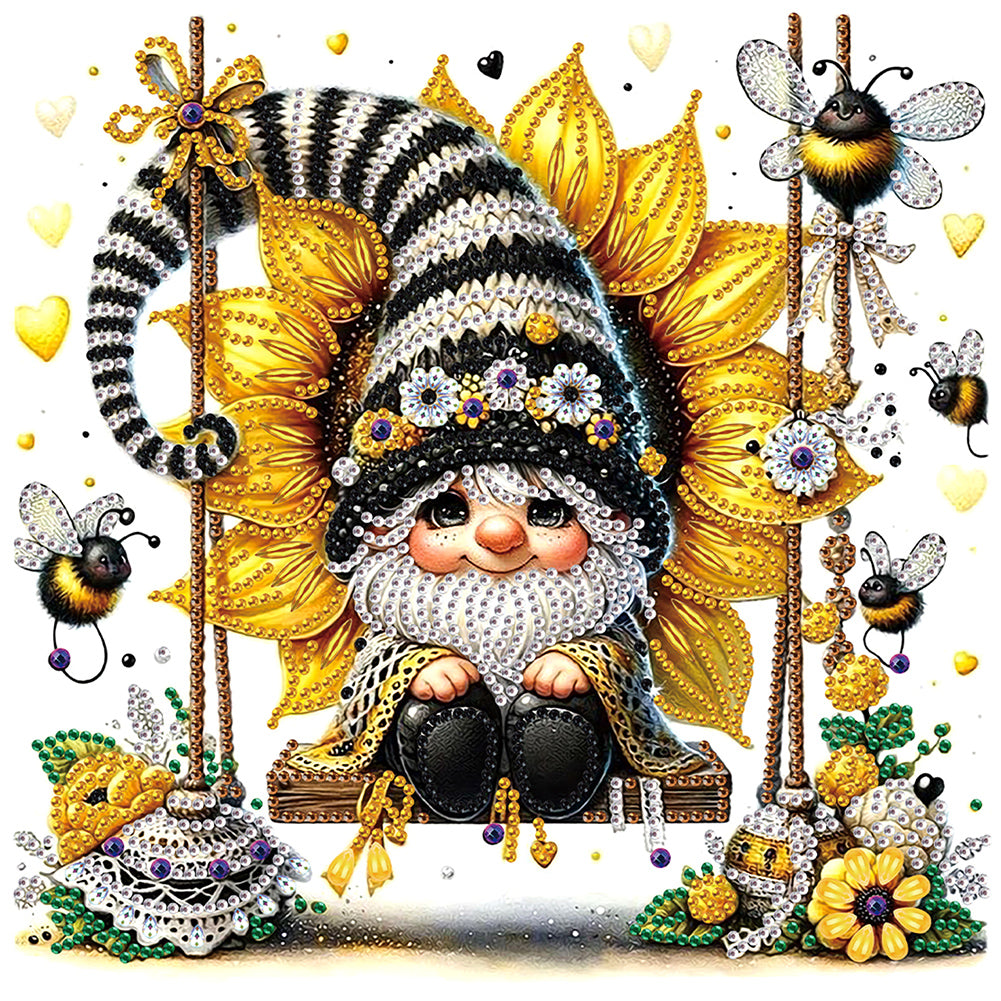 Diamond Painting - Partial Special Shaped - Flower cluster gnome (30*30CM)