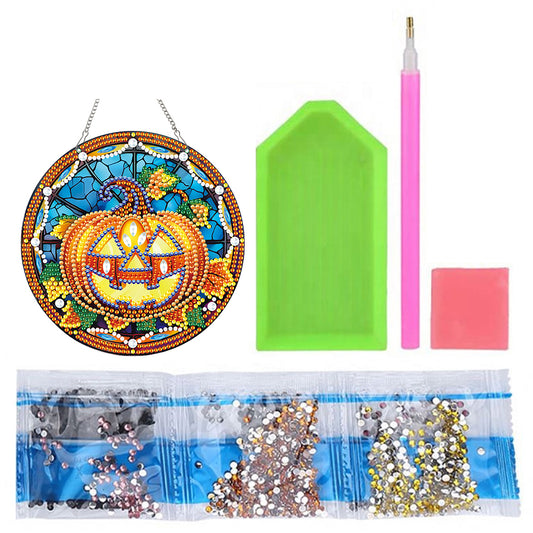 Halloween Special Shape Pumpkin Diamond Painting Hanging Pendant for Wall Window