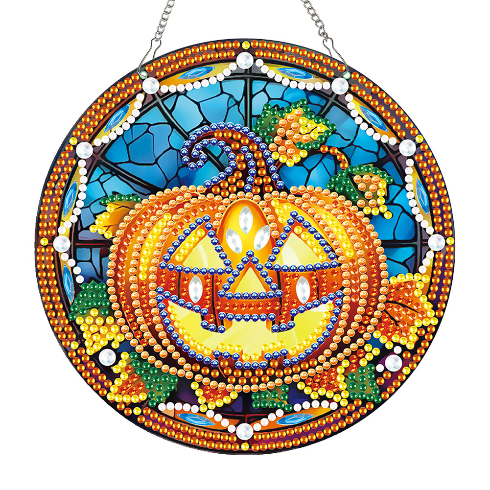 Halloween Special Shape Pumpkin Diamond Painting Hanging Pendant for Wall Window
