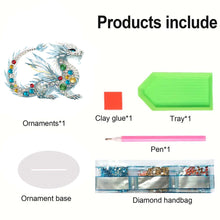 Load image into Gallery viewer, Acrylic Silver Gem Dragon Diamond Painting Desktop Ornaments Bedroom Table Decor
