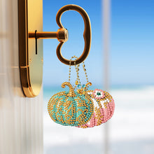 Load image into Gallery viewer, 5Pcs Double Sided Autumn Halloween Pumpkin Diamond Painting Art Keychain Pendant
