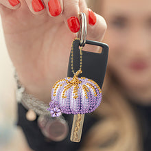 Load image into Gallery viewer, 5Pcs Double Sided Autumn Halloween Pumpkin Diamond Painting Art Keychain Pendant
