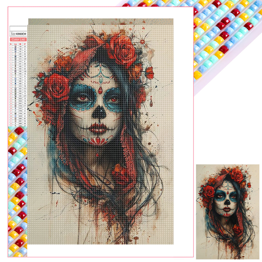 Diamond Painting - Full Square - Red skeleton girl (40*60CM)