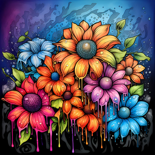 Diamond Painting - Full Round - Flowers in oil painting style (30*30CM)