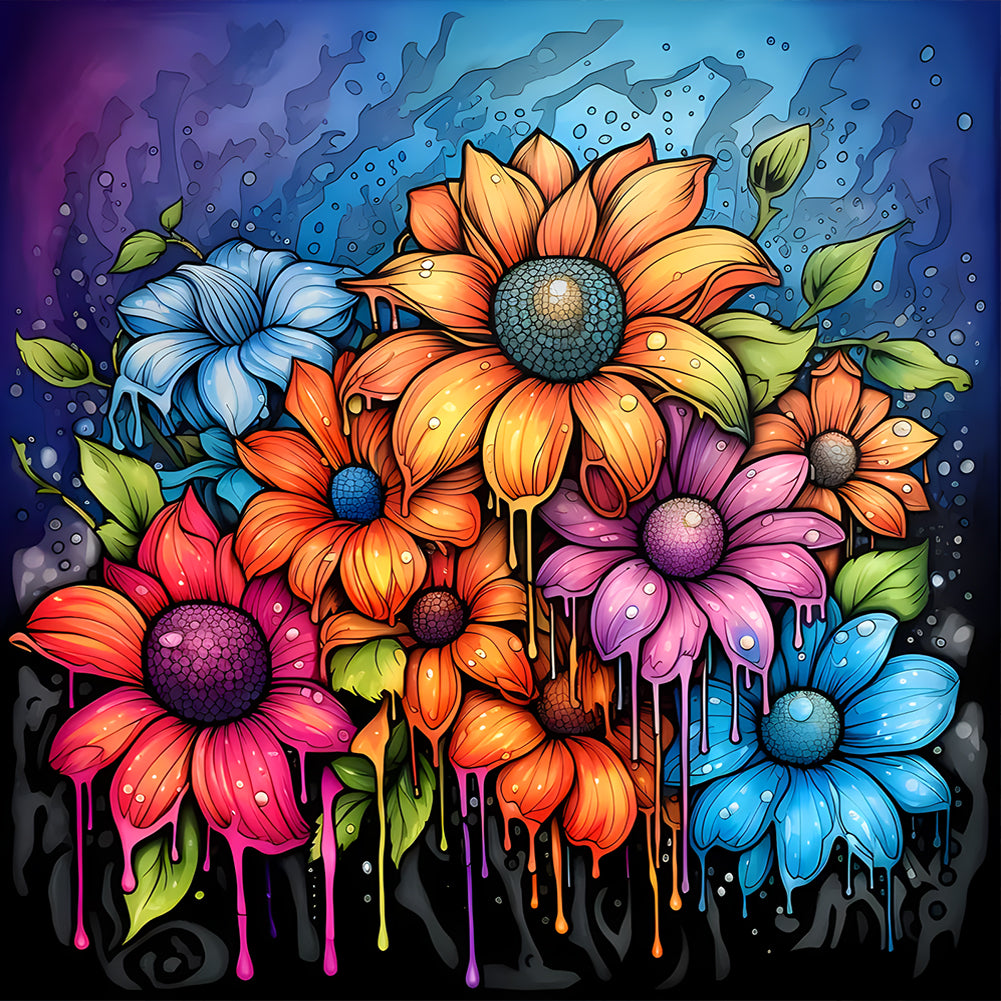 Diamond Painting - Full Round - Flowers in oil painting style (30*30CM)