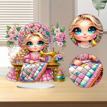 Load image into Gallery viewer, PVC Special Shaped Sewing Machine Girl Desktop Diamond Art Kits Bedroom Decor
