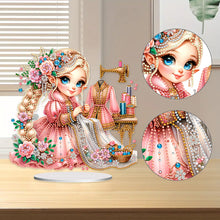 Load image into Gallery viewer, PVC Special Shaped Sewing Machine Girl Desktop Diamond Art Kits Bedroom Decor
