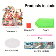 Load image into Gallery viewer, PVC Special Shaped Sewing Machine Girl Desktop Diamond Art Kits Bedroom Decor
