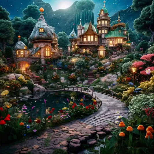 AB Diamond Painting - Full Round - Town at night (40*40CM)