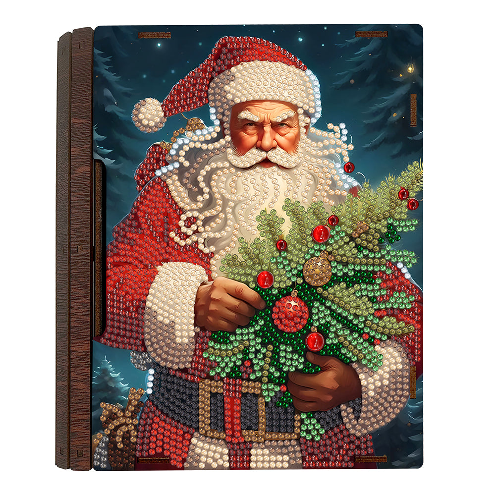 Wooden Christmas Theme Diamond Jewelry Case Mosaic Craft Set for Rings Bracelets